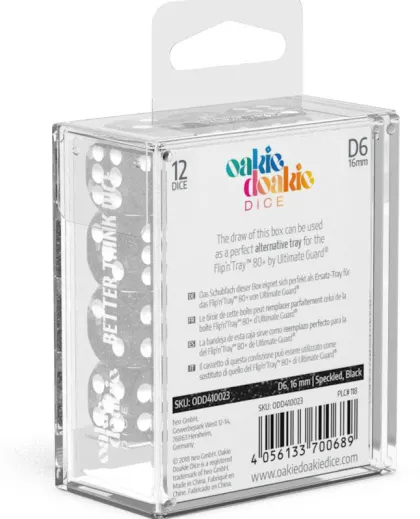 Oakie Doakie Dice Set D6 Speckled: Black (12 stuks)