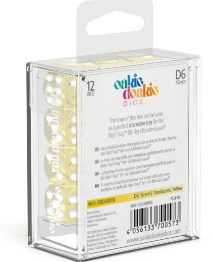 Oakie Doakie Dice Set D6 Translucent: Yellow (12 stuks)