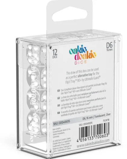 Oakie Doakie Dice Set D6 Translucent: Clear (12 stuks)