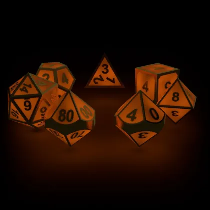 Oakie Doakie Dice Set RPG Metal Glow in the Dark: Golden Princess (7 stuks)