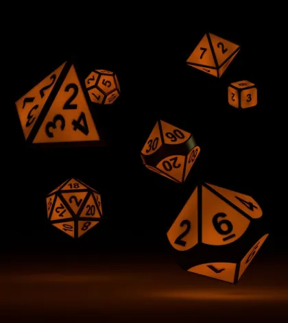 Oakie Doakie Dice Set RPG Metal Glow in the Dark: Golden Princess (7 stuks)