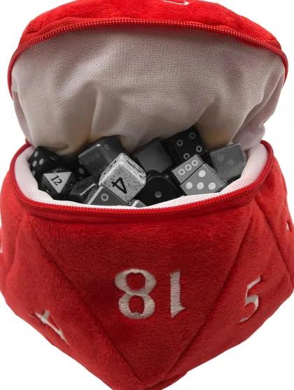Pluche Dice Pouch D20 Red