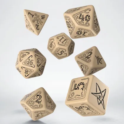 Q-Workshop - Call of Cthulhu RPG Dice Set: Beige & Black (7-delig)
