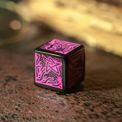 Q-Workshop - Call of Cthulhu RPG Dice Set: 7th Edition - Black & Magenta (7-delig)