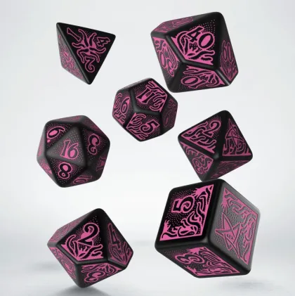 Q-Workshop - Call of Cthulhu RPG Dice Set: 7th Edition - Black & Magenta (7-delig)