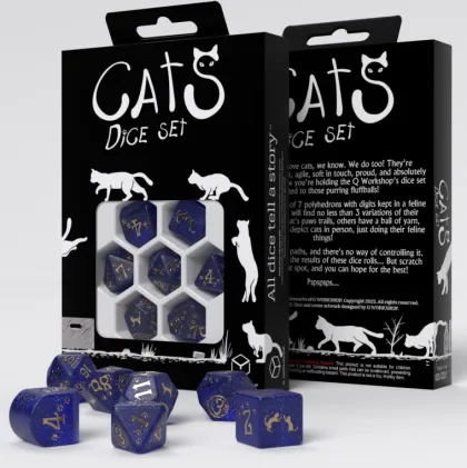 Q-Workshop - Cats Modern RPG Dice Set: Meowster (7-delig)