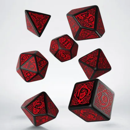 Q-Workshop - Celtic 3D Revised RPG Dice Set: Black & Red (7-delig)