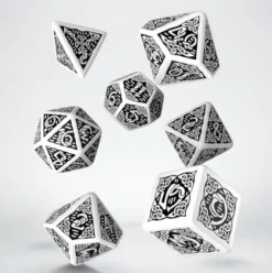 Q-Workshop - Celtic 3D Revised RPG Dice Set: White & Black (7-delig)