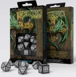 Q-Workshop - Celtic 3D Revised RPG Dice Set: Black & White (7-delig)