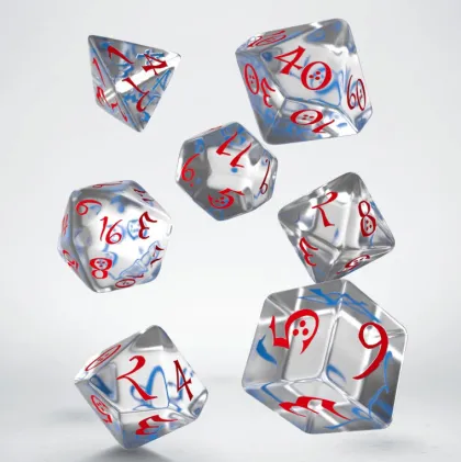 Q-Workshop - Classic RPG Dice Set: Translucent & Blue-Red (7-delig)