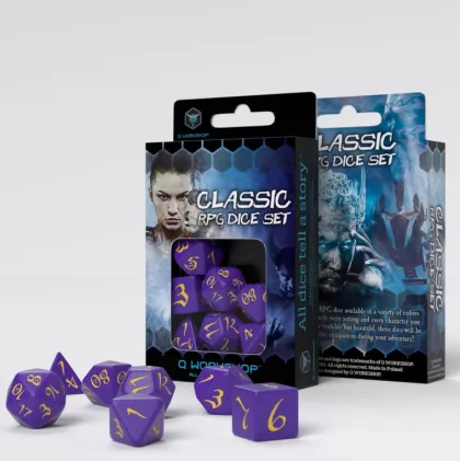 Q-Workshop - Classic RPG Dice Set: Purple & Yellow (7-delig)