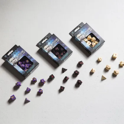 Q-Workshop - Classic RPG Dice Set: Purple & Yellow (7-delig)