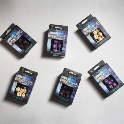 Q-Workshop - Classic RPG Dice Set: Purple & Yellow (7-delig)
