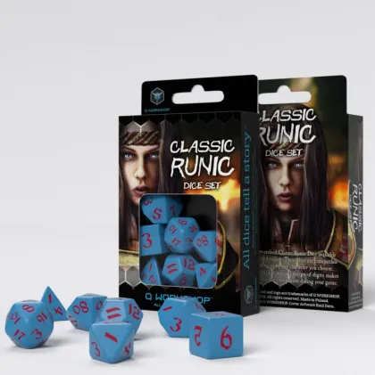 Q-Workshop - Classic Runic RPG Dice Set: Blue & Red (7-delig)