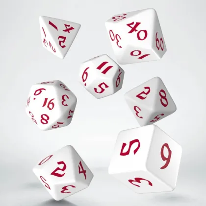 Q-Workshop - Classic Runic RPG Dice Set: White & Red (7-delig)