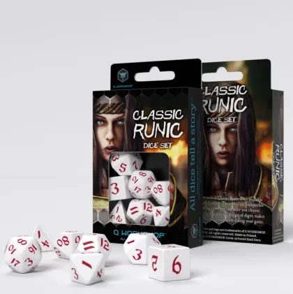 Q-Workshop - Classic Runic RPG Dice Set: White & Red (7-delig)