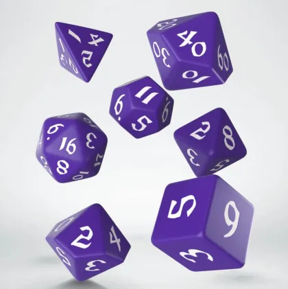 Q-Workshop - Classic Runic RPG Dice Set: Purple & White (7-delig)