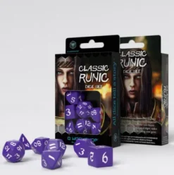 Q-Workshop - Classic Runic RPG Dice Set: Purple & White (7-delig)