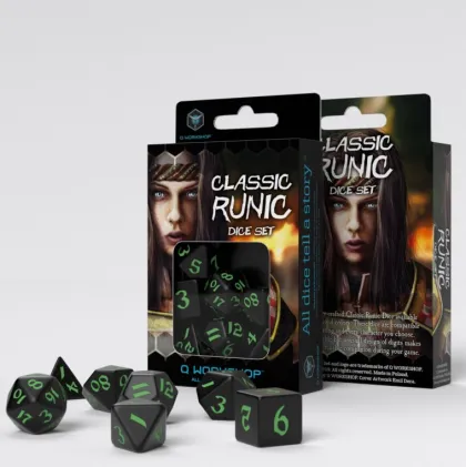 Q-Workshop - Classic Runic RPG Dice Set: Black & Green