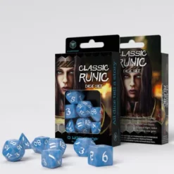 Q-Workshop - Classic Runic RPG Dice Set: Glacier & White (7-delig)