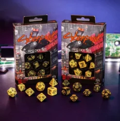 Q-Workshop - Cyberpunk Red RPG Dice Set: Danger Zone (7-delig)