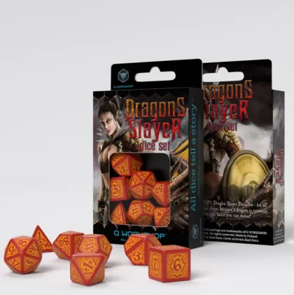 Q-Workshop - Dragon Slayer RPG Dice Set: Red & Orange (7-delig)