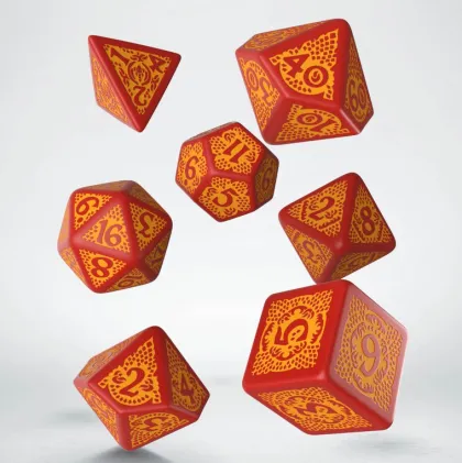 Q-Workshop - Dragon Slayer RPG Dice Set: Red & Orange (7-delig)