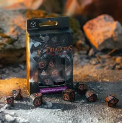 Q-Workshop - Dragons Modern RPG Dice Set: Obsidian (7-delig)