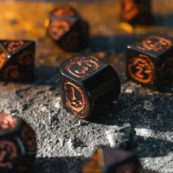 Q-Workshop - Dragons Modern RPG Dice Set: Obsidian (7-delig)