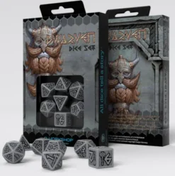 Q-Workshop - Dwarven RPG Dice Set: Gray & Black (7-delig)