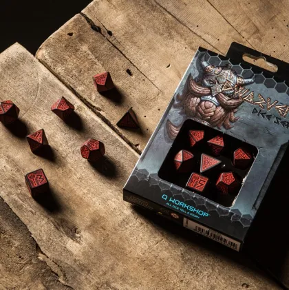 Q-Workshop - Dwarven RPG Dice Set: Black & Red (7-delig)