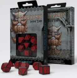 Q-Workshop - Dwarven RPG Dice Set: Black & Red (7-delig)