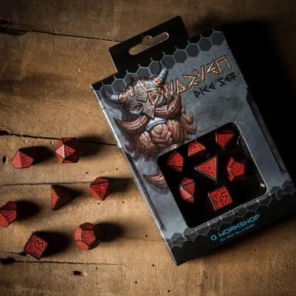 Q-Workshop - Dwarven RPG Dice Set: Black & Red (7-delig)