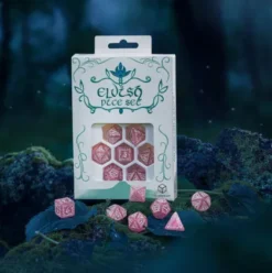 Q-Workshop - Elvish RPG Dice Set: Shimmering Pink & White (7-delig)