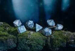 Q-Workshop - Elvish RPG Dice Set: Cobalt & Silver (7-delig)