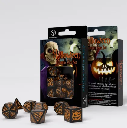 Q-Workshop - Halloween RPG Dice Set: Pumpkin Black & Orange (7-delig)