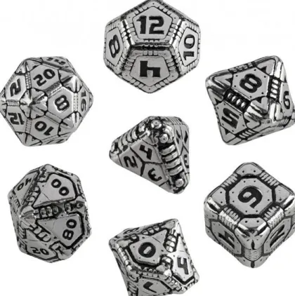 Q-Workshop - Metal RPG Dice Set: Tech (7-delig)