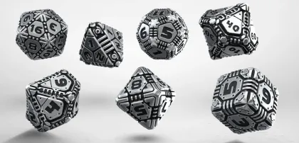 Q-Workshop - Metal RPG Dice Set: Tech (7-delig)