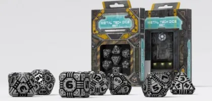 Q-Workshop - Metal RPG Dice Set: Tech (7-delig)