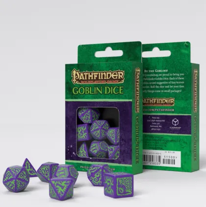 Q-Workshop - Pathfinder RPG Dice Set: Goblin Dice Purple & Green (7-delig)