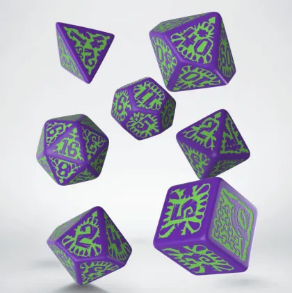Q-Workshop - Pathfinder RPG Dice Set: Goblin Dice Purple & Green (7-delig)