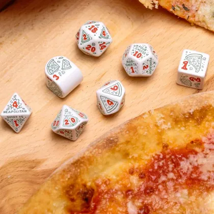 Q-Workshop - Pizza RPG Dice Set: Pepperoni (7-delig)