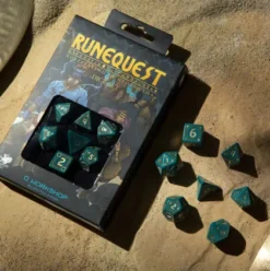 Q-Workshop - RuneQuest RPG Dice Set: Turquoise & Gold (7-delig)