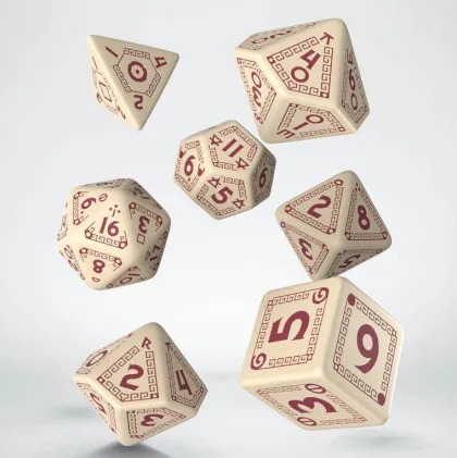 Q-Workshop - RuneQuest RPG Dice Set: Beige & Burgundy (7-delig)
