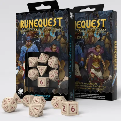 Q-Workshop - RuneQuest RPG Dice Set: Beige & Burgundy (7-delig)