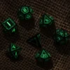 Q-Workshop - Runic RPG Dice Set: Black & Glow-In-The-Dark (7-delig)