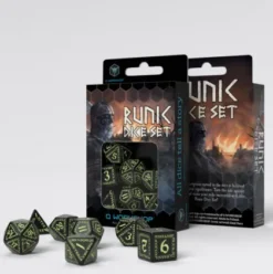 Q-Workshop - Runic RPG Dice Set: Black & Glow-In-The-Dark (7-delig)