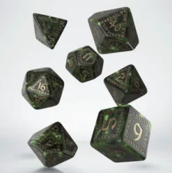 Q-Workshop - Runic RPG Dice Set: Bottle-Green & Gold (7-delig)