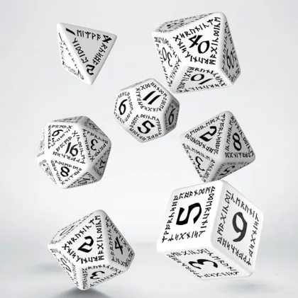 Q-Workshop - Runic RPG Dice Set: White & Black (7-delig)