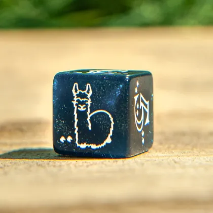 Q-Workshop - Shimmering Llama RPG Dice Set: Glittering Dark Blue & White (7-delig)